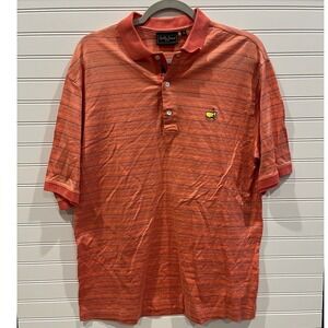 Bobby Jones‎ Masters Golf Polo Shirt Striped Embroidered Logo Peach M